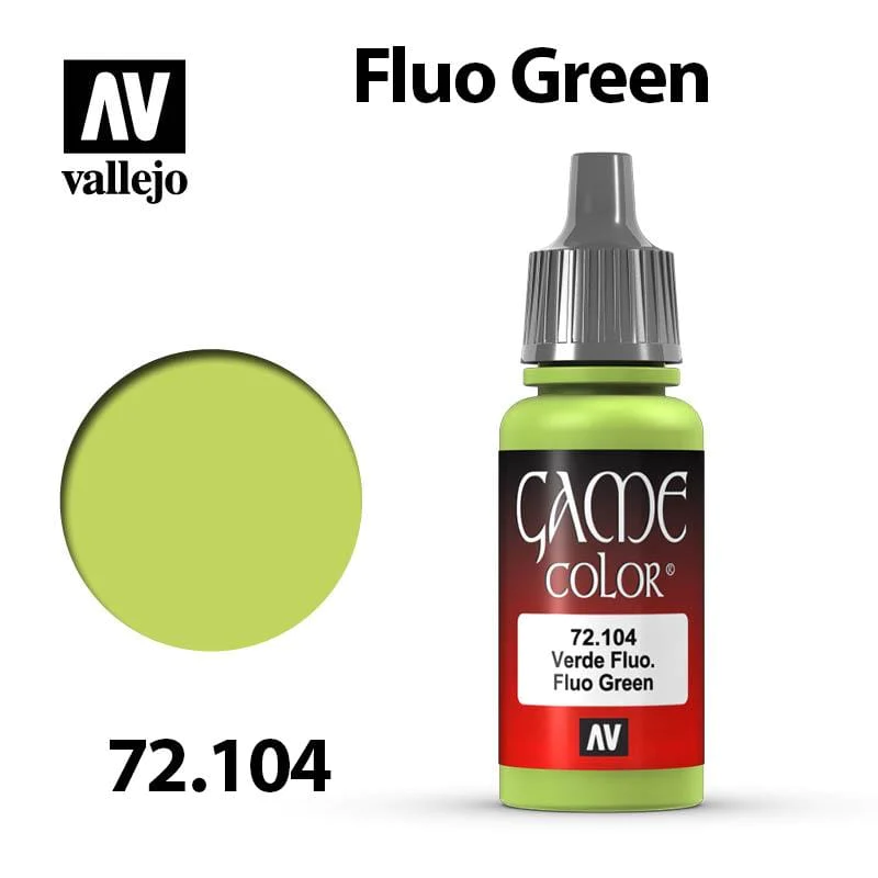 Vallejo Game Color Fluorescent Green Acrylic Non Toxic Paints 17ml VAL-72104
