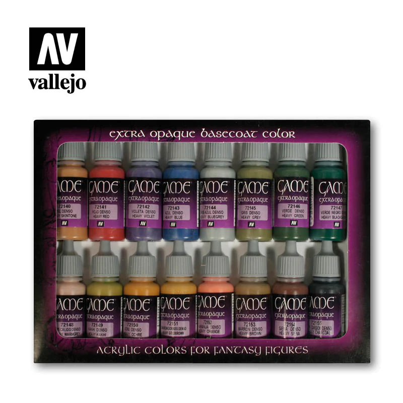 Vallejo Extra Opaque Paint Set of 16 Acrylic Non Toxic Paint 17ml VLJ-72290