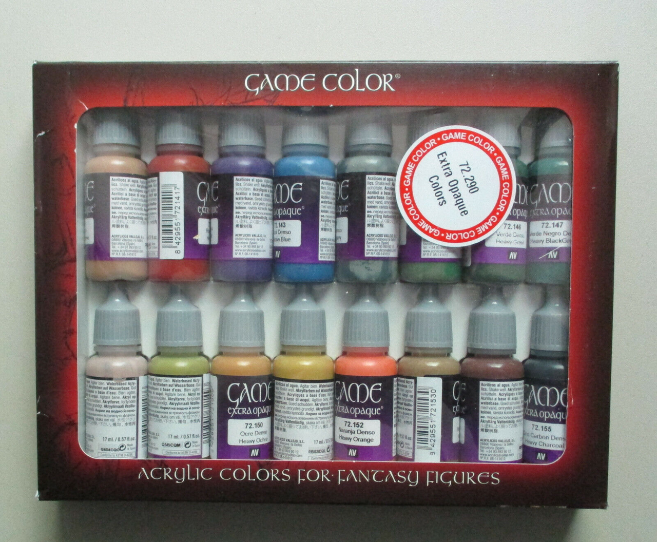 Vallejo Extra Opaque Paint Set of 16 Acrylic Non Toxic Paint 17ml VLJ-72290