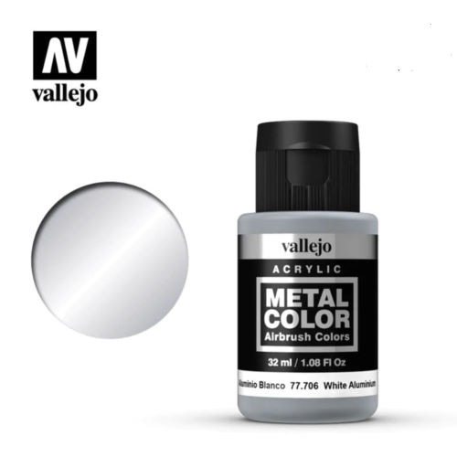 Vallejo White Aluminum Metal Color Paints 32ml VLJ-77706