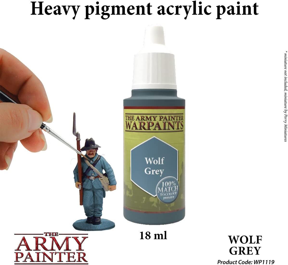 The Army Painter Warpaint Wolf Grey Non Toxic Acrylic Paints 18ml WP1119