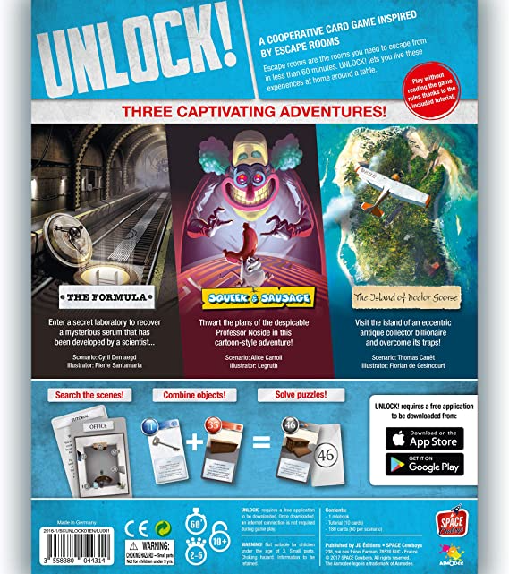 Asmodee Unlock Escape Adventures Card Game Escape Room Games for Adults and Kids for Ages 10 and up for 1 to 6 Players Average Playtime 60 Minutes UNL01