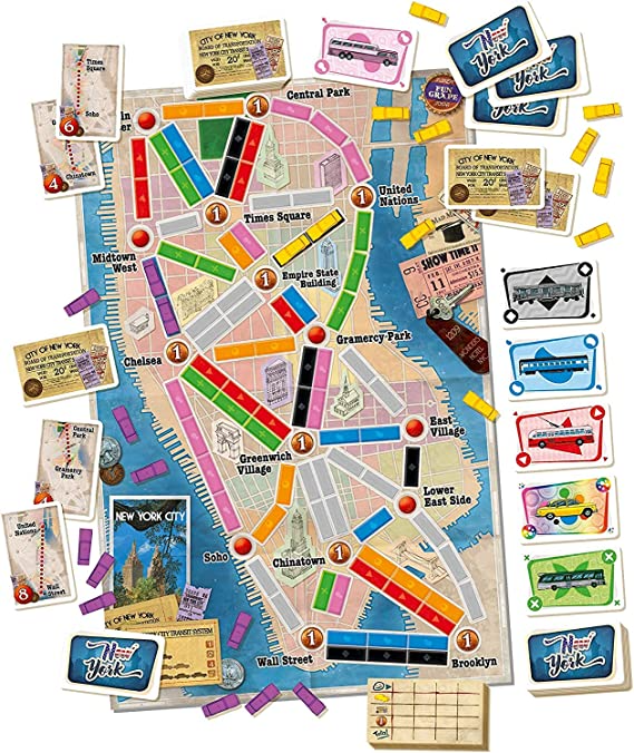 Asmodee Ticket to Ride New York Board Game Base Game for Adults and Family for Ages 8 and up Average Playtime 10 to 15 Minutes for 2 to 4 Players DO7261