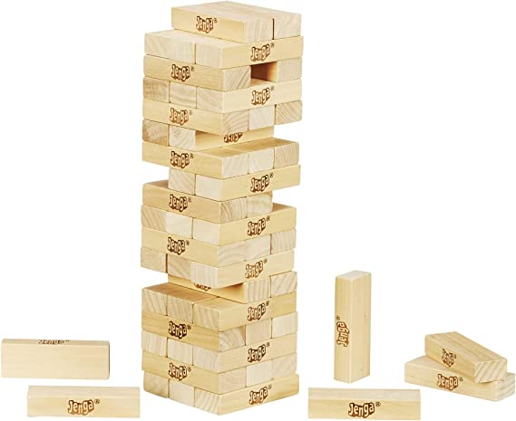 Hasbro Jenga Classic Wooden Block Stacking Game for Adults and Family for 1 or More Players Average Playtime 15 Minutes HSBA2120
