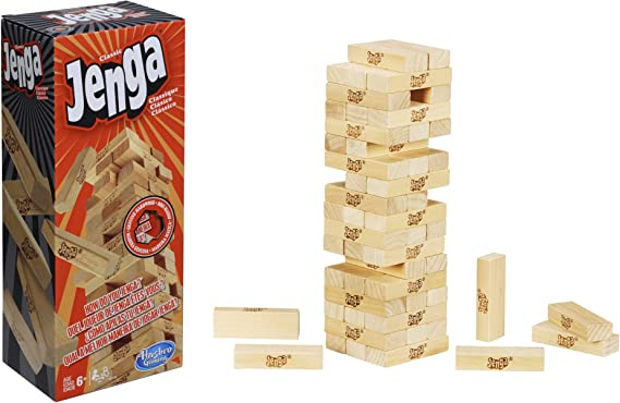 Hasbro Jenga Classic Wooden Block Stacking Game for Adults and Family for 1 or More Players Average Playtime 15 Minutes HSBA2120