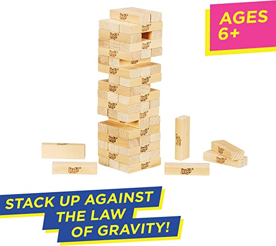 Hasbro Jenga Classic Wooden Block Stacking Game for Adults and Family for 1 or More Players Average Playtime 15 Minutes HSBA2120