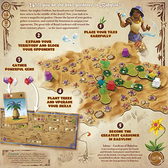 Iello Games Ishtar Gardens of Babylon Strategic Garden-Building Board Game IEL-51620