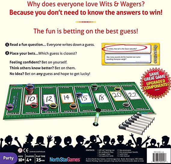 North Star Games Wits & Wagers Deluxe Edition Kid-Friendly Party and Trivia Board Game NSG-110