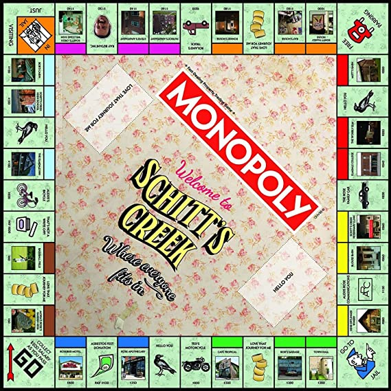 Monopoly Schitt's Creek | Game Tokens Include Bebe Crow, Patrick's Guitar, Rosebud Motel Key & More | Officially Licensed and Collectible Monopoly Game Based on Award Winning Series Schitt's Creek