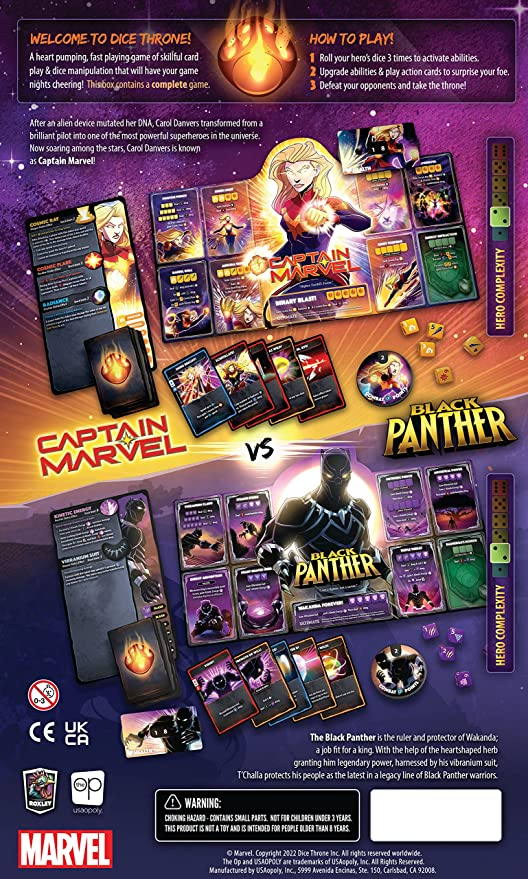 The OP Marvel Dice Throne 2 Hero Box Captain Marvel Black Panther Standalone Competitive Dice Game USODT011752