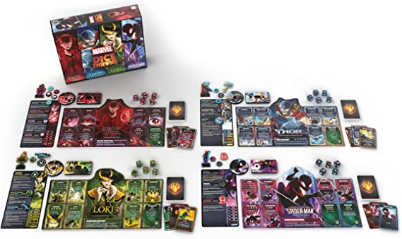 The OP Marvel Dice Throne 4 Hero Box Scarlet Witch Thor Loki Spider Man 2 to 4 Player Competitive Dice Game USODT011754
