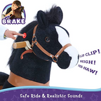 PonyCycle Official 2019 New U Series Ride on Horse Toy Plush Walking Animal Black Horse Medium Size for Age 4-8