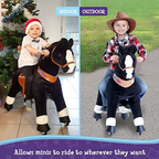 PonyCycle Official 2019 New U Series Ride on Horse Toy Plush Walking Animal Black Horse Medium Size for Age 4-8
