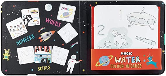 Floss & Rock Magic Water Cards Space Reusable Mess-Free Drawing Toy for Kids, Travel-Friendly, Educational and Creative Water Painting Set, Space Theme, Non-Toxic, Durable 39P3517
