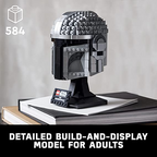 LEGO Star Wars The Mandalorian Helmet Building Kit for Adults Collectible Brick-Built Display Model 584 Pieces