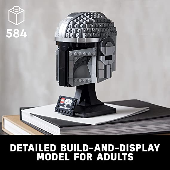 LEGO Star Wars The Mandalorian Helmet Building Kit for Adults Collectible Brick-Built Display Model 584 Pieces