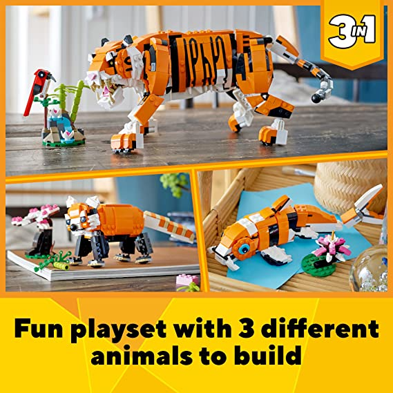 LEGO Creator 3 in1 Majestic Tiger Building Kit Animal Toys for Kids for Aged 9+ (755 Pieces)