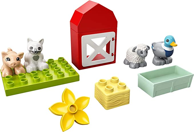 LEGO DUPLO Town Farm Animal Care 10949 Imaginative Build-and-Play Toy for Toddlers; Buildable Farm Playset with 4 Animal Figures â€šÃ„Ã¬ a Duck Toy, Cat Figure, Pig Toy and Sheep Toy, New 2021 (11 Pieces)