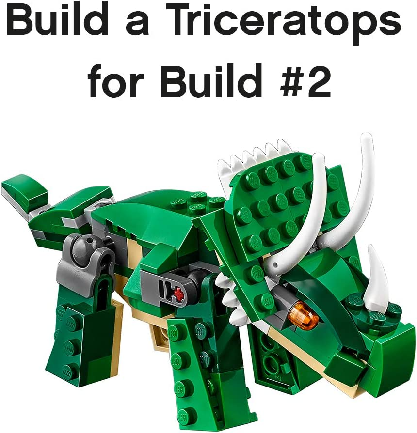 LEGO Creator Mighty Dinosaurs 31058 Build It Yourself Dinosaur Set, Create a Pterodactyl, Triceratops and T Rex Toy (174 Pieces)
