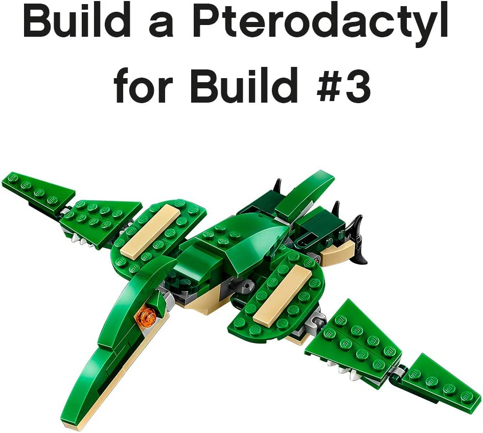 LEGO Creator Mighty Dinosaurs 31058 Build It Yourself Dinosaur Set, Create a Pterodactyl, Triceratops and T Rex Toy (174 Pieces)