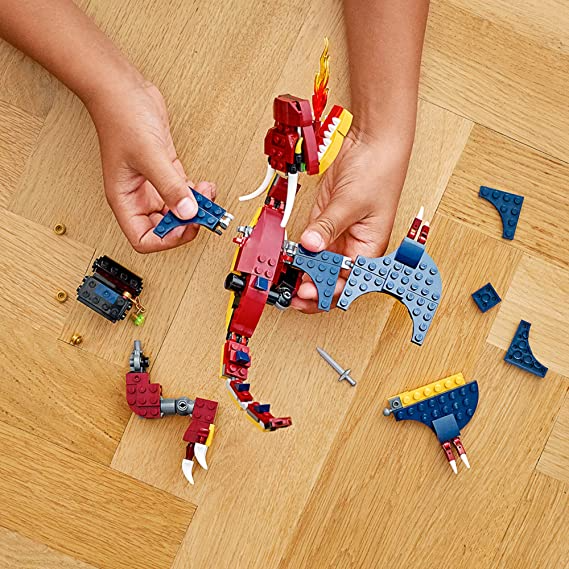 LEGO Creator 3 in 1 Fire Dragon Building Kit Cool Buildable Toy for Kids 234 Pieces