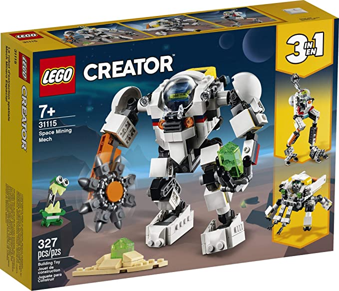 LEGO Creator 3 in1 Space Mining Mech Building Kit Featuring a Mech Toy Robot Toy and Alien Figure Makes The Best Toy for Kids Who Love Creative Fun New 2021 (327 Pieces)