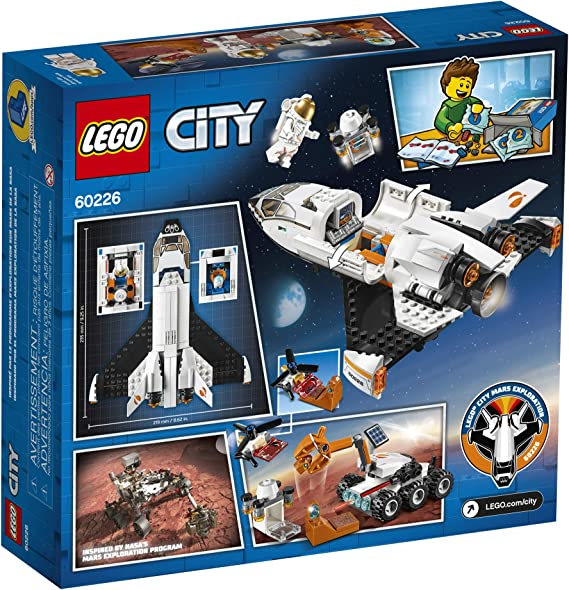 LEGO City Space Mars Research Shuttle 60226 Space Shuttle Toy Building Kit with Mars Rover and Astronaut Minifigures, Top STEM Toy for Boys and Girls (273 Pieces)