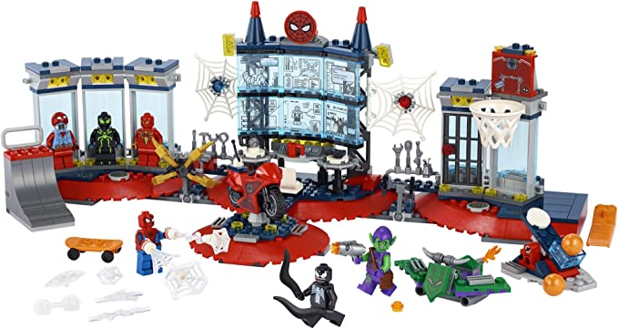 LEGO Marvel Spider-Man Attack on The Spider Lair 76175 Cool Building Toy, Featuring The Spider-Man Headquarters; Includes Spider-Man, Green Goblin and Venom Minifigures, New 2021 (466 Pieces)