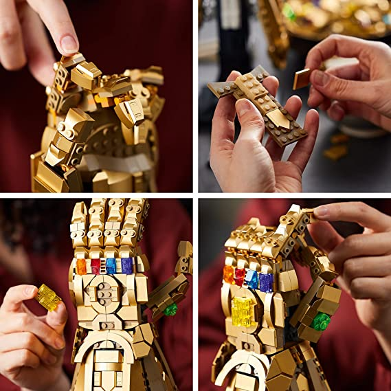 LEGO Marvel Infinity Gauntlet Collectible Building Kit Thanos Right Hand Gauntlet Model with Infinity Stones 590 Pieces