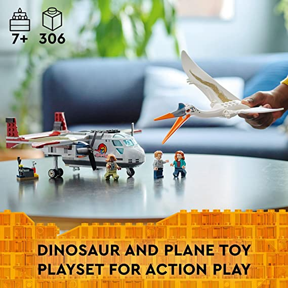 LEGO Jurassic World Quetzalcoatlus Plane Ambush Dinosaur Building Toy Set for Kids Aged 7 and up 293 Pieces