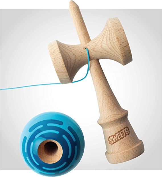 Sweets Kendamas Radar Prime Kendama - Sticky Paint, Perfect for Beginners, Extra String Accessory Bundle (Blue)