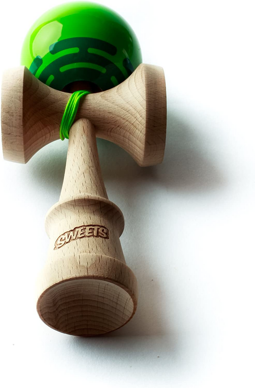 Sweets Kendamas Radar Prime Kendama - Sticky Paint, Perfect for Beginners, Extra String Accessory Bundle (Green)