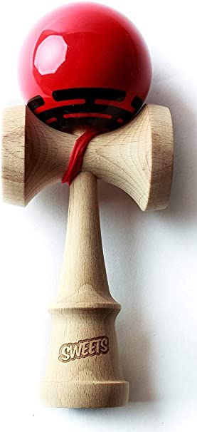 Sweets Kendamas Radar Prime Kendama - Sticky Paint, Perfect for Beginners, Extra String Accessory Bundle (Red)