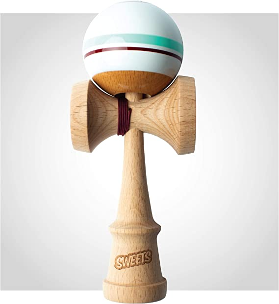 Sweets Kendamas Prime Sport Stripe Kendama - Sticky Paint, Stripe Design, Extra String Accessory Bundle (Avalanche)