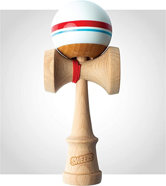 Sweets Kendamas Prime Sport Stripe Kendama - Sticky Paint, Stripe Design, Extra String Accessory Bundle (Racer)