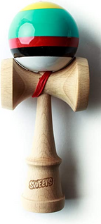 Sweets Kendamas 5-Stripe Prime Kendama - All Levels, Stripe Design, Extra String Accessory Bundle (Dougie)