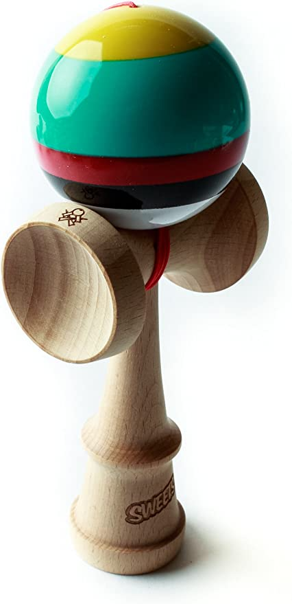 Sweets Kendamas 5-Stripe Prime Kendama - All Levels, Stripe Design, Extra String Accessory Bundle (Dougie)
