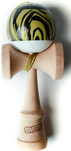 Sweets Kendamas Prime Grain Split 2.0 Kendama, Sticky Paint, Extra String Accessory Bundle (Sandstorm)