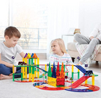 PicassoTiles 80 Piece Race Car Track Building Block Educational Toy Set
