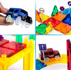 PicassoTiles 80 Piece Race Car Track Building Block Educational Toy Set