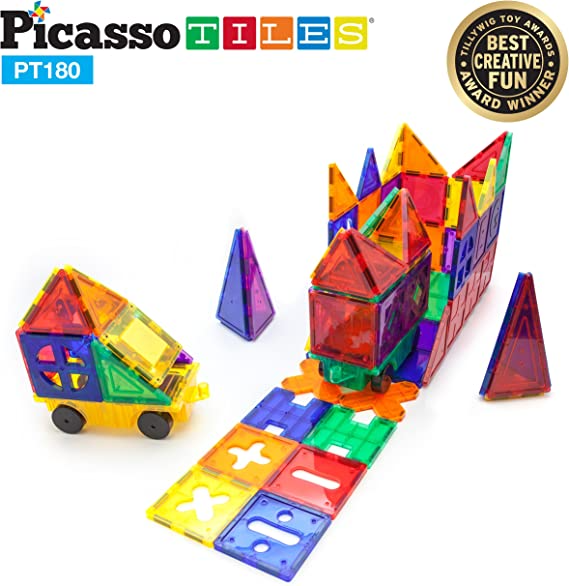 PicassoTiles Piece Set 180 Piece Building Block Toy Deluxe Construction Kit PT180
