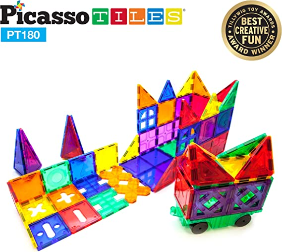 PicassoTiles Piece Set 180 Piece Building Block Toy Deluxe Construction Kit PT180