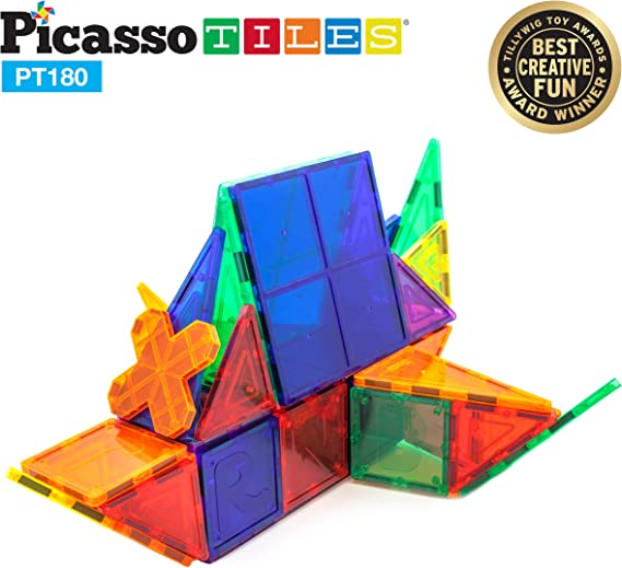 PicassoTiles Piece Set 180 Piece Building Block Toy Deluxe Construction Kit PT180