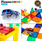 PicassoTiles 50 Piece Race Car Track Building Block Educational Toy Set