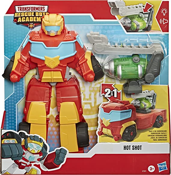 Transformers Playskool Heroes Rescue Bots Academy Rescue Power Hot Shot Converting Toy Robot 14-Inch Collectible Action Figure Toy for Kids Ages 3 and Up