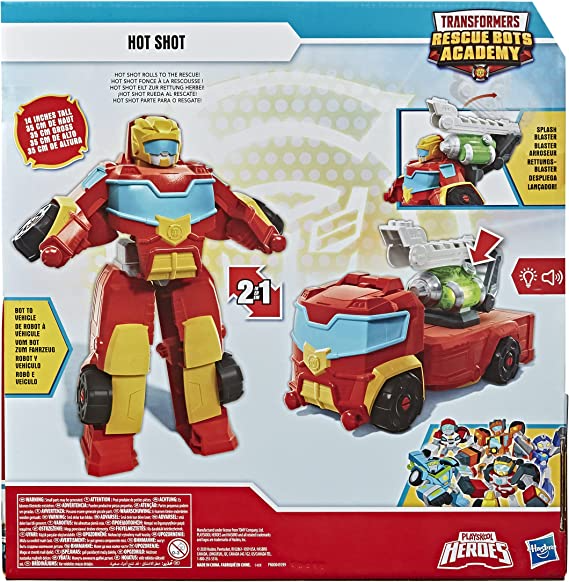 Transformers Playskool Heroes Rescue Bots Academy Rescue Power Hot Shot Converting Toy Robot 14-Inch Collectible Action Figure Toy for Kids Ages 3 and Up