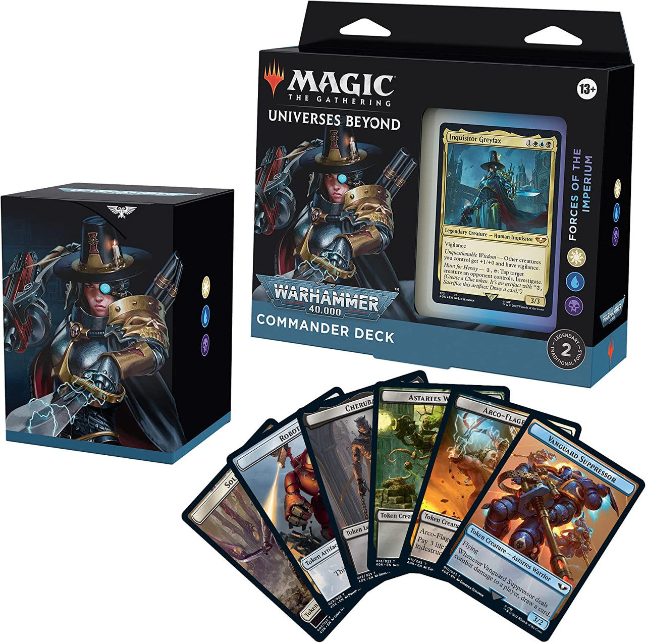 MTG Magic The Gathering CCG Universes Beyond Warhammer 40K Commander Deck Regular Forces Of The Imperium White-Blue-Black Single Pack WCMGWH40KCOM-ForcesOfTheImperium