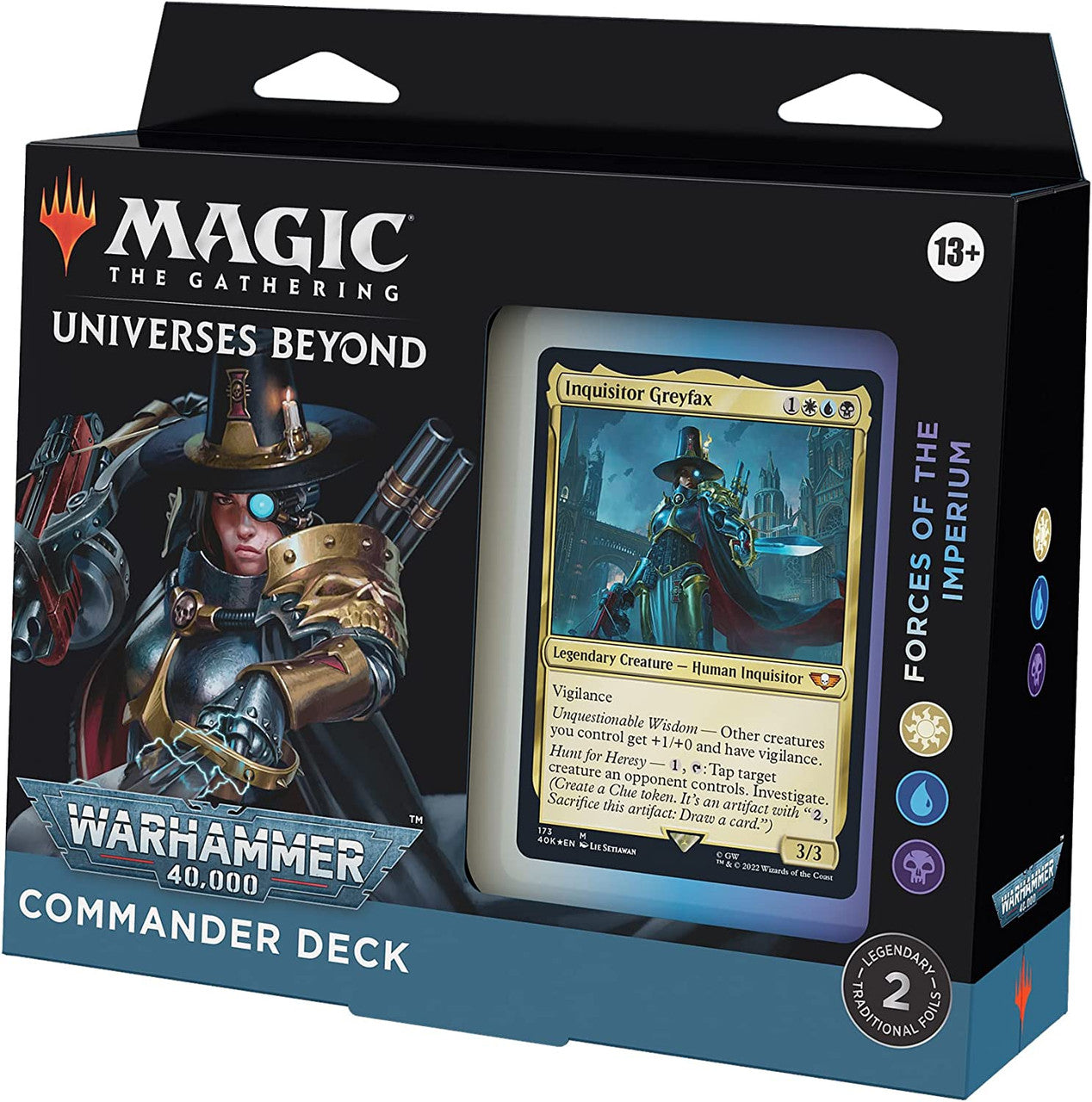 MTG Magic The Gathering CCG Universes Beyond Warhammer 40K Commander Deck Regular Forces Of The Imperium White-Blue-Black Single Pack WCMGWH40KCOM-ForcesOfTheImperium