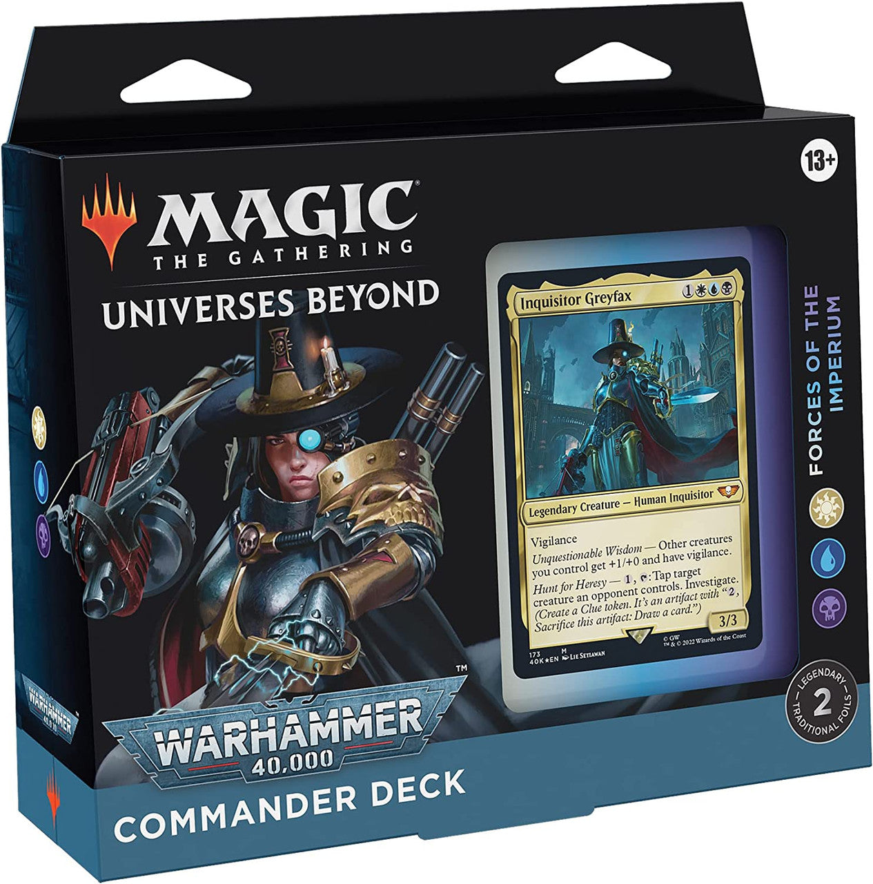 MTG Magic The Gathering CCG Universes Beyond Warhammer 40K Commander Deck Regular Forces Of The Imperium White-Blue-Black Single Pack WCMGWH40KCOM-ForcesOfTheImperium