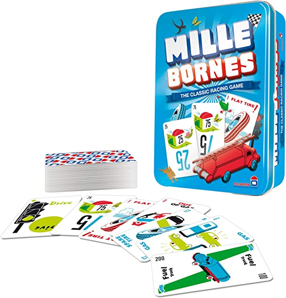 Asmodee Mille Bornes The Classic Racing Game Fast Paced Card Game Strategy Game Fun Family Game for Adults and Kids Ages 7 and Up for 2-6 Players with Average Playtime 20 Minutes ASM-MIB01